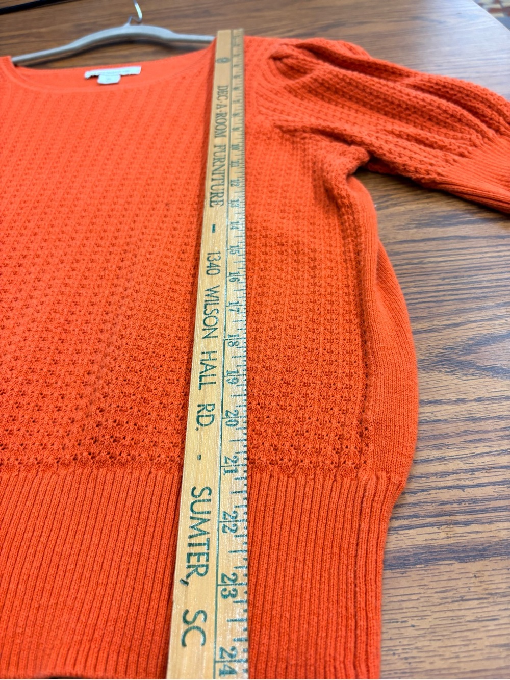 Vintage Lagenlook Boho Preppy Rusty Orange Knit with Puff Sleeves - Picture 5 of 5